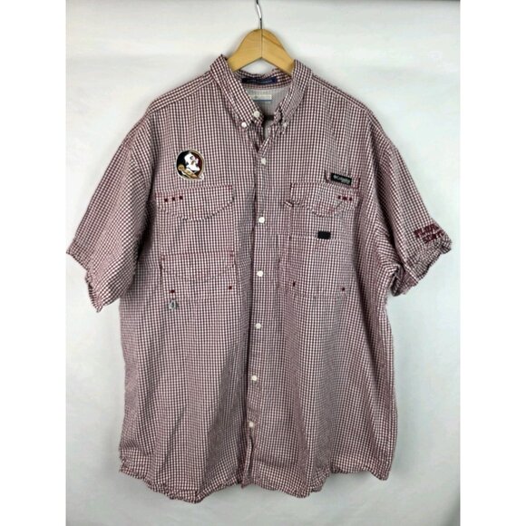 Florida State University FSU Columbia Mens Shirt Size XL Plaid Short Sleeve Top - Picture 11 of 11